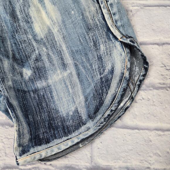 Women's Denim Shorts Acid Wash Retro Running size Medium Repurposed - Picture 4 of 6